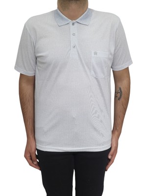 Santa Fistan Store Erkek Desenli Klasik Kesim Rahat Kalıp Tek Cepli Polo Yaka T-Shirt