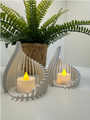 3D Baskı Beyaz Damla Şeklinde Mumluk, Şık ve Modern Dekorasyon Parçası