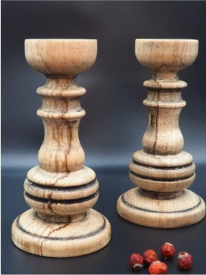 2'li Doğal Ahşap Mumluk Seti, Şık ve Sıcak Atmosfer Yaratır