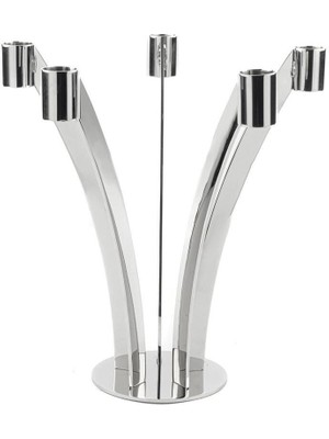 Şık 5 Kollu Gümüş Şamdan, 24X24X25CM, Zarif ve Kullanışlı Tasarım