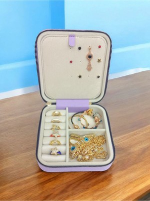 Teknotrust Şık Orta Boy Takı Saklama Kutusu,  Seyahat ve Ev Kullanımı İçin Ahşap ve Deri