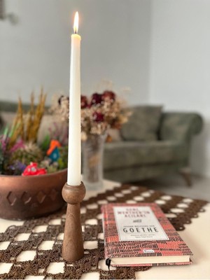 Doğal Kayın Ağacı Ahşap Şamdan Mumluk, Sıcak ve Zarif Dekorasyon Parçası