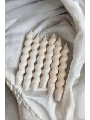 Beyaz Dekoratif Burgu Şamdan, Vanilya Kokulu, 100% Doğal Soya Wax, 1 Adet