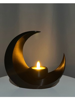 Siyah LED Mumluk, Ramazan Temalı 3D Dekoratif Işık, Şık ve Zarif Tasarım