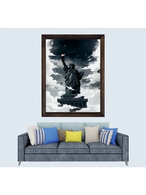 New York Özgürlük Anıtı Çerçeveli Duvar Tablosu 20X30 cm