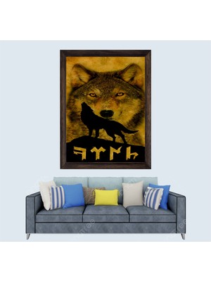 Türkçü Bozkurt Çerçeveli Duvar Tablosu 20X30 cm