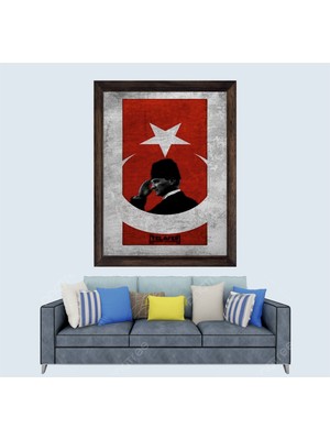 Mustafa Kemal Atatürk Çerçeveli Duvar Tablosu 20X30 cm