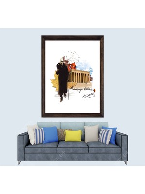 Mustafa Kemal Atatürk Çerçeveli Duvar Tablosu 30X45 cm