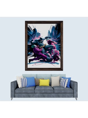 Batman ve Joker Çerçeveli Duvar Tablosu 30X45 cm
