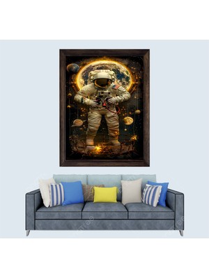 Astronot Çerçeveli Duvar Tablosu 30X45 cm