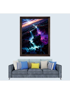 Soyutsal Şelale Manzarası Çerçeveli Duvar Tablosu 30X45 cm