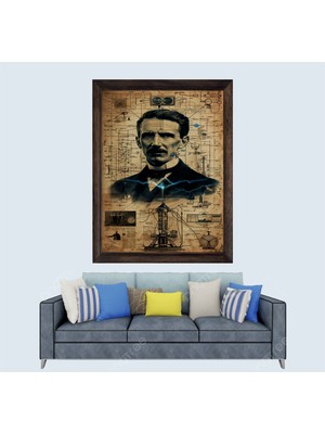 Nicola Tesla Çerçeveli Duvar Tablosu 30X45 cm