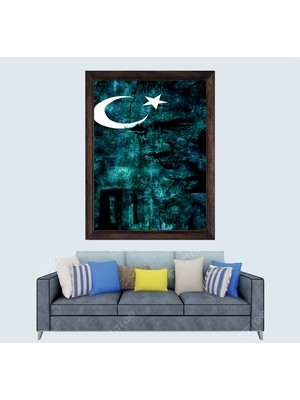 Atatürk, Anıtkabir, Ayyıldızlı Bayrak Çerçeveli Duvar Tablosu 30X45 cm