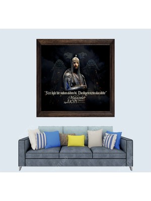 Selçuklu Devlet Sultan Alparslan Çerçeveli Duvar Tablosu 30X45 cm