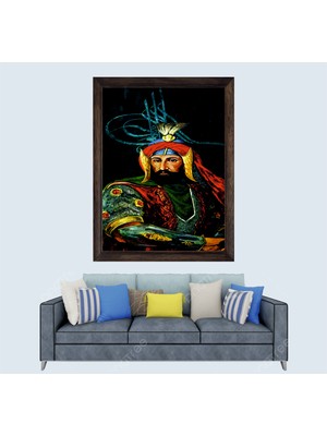 Osmanlı Padişahı 4. Murat Portresi Çerçeveli Duvar Tablosu 30X45 cm