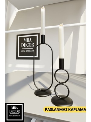 Modern Çift Şamdan, Paslanmaz Kaplama, Şık ve Dekoratif Ev Aksesuarı