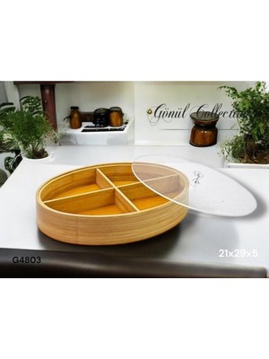 Teknotrust Bambu Oval Organizer Kutu,  Takı ve Aksesuar Saklama,  Akrilik Kapaklı,  Şık ve Kullanışlı