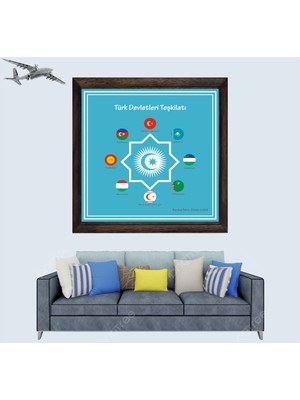 Türk Devletleri Teşkilatı, Özel Tasarım Çerçeveli Duvar Tablosu 20X30 cm