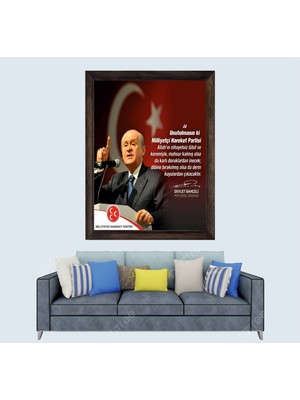 Ülkücü Lider, Mhp Başkanı Devlet Bahçeli Sözü Çerçeveli Duvar Tablosu 30X45 cm