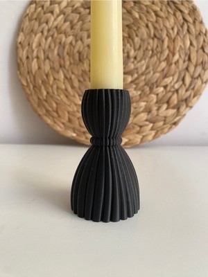 Siyah Gelincik Desenli Şamdan Mumluk, Şık ve Zarif Ev Dekoru Parçası