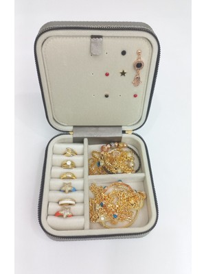 Teknotrust Şık 15X15 Takı Saklama Kutusu,  Seyahat ve Ev Kullanımı İçin Deri ve Ahşap Tasarım