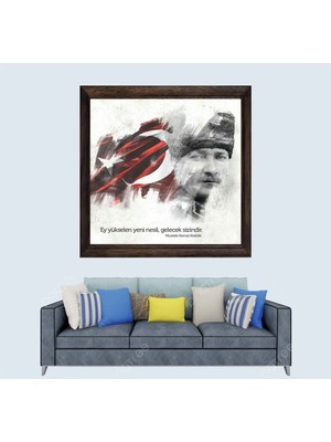Mustafa Kemal Atatürk Çerçeveli Duvar Tablosu 30X45 cm