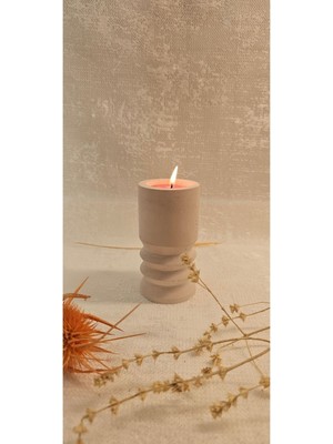 Kahverengi Beton Tealight Mumluk, Şık ve Modern Dekorasyon Unsuru