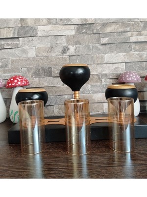 Üçlü Siyah Gold Şamdan, Şık ve Modern Dekoratif Aksesuar.