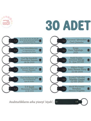 Gök Mavi & Siyah, Plates Stüdyosuna Isimli Anı Anahtarlık 30’lu Set, Müşteriler Için Kurumsal Hediye