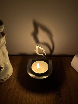 Ikizler Burcu Katlanabilir Metal Mumluk, Silüet Detaylı, Şık ve Pratik Tasarım