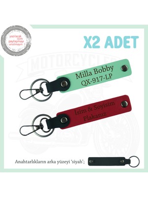 Hız Tutkunlarına Hediye, Isim Plaka ve Yazılı Kişiye Özel 2'li Anahtarlık Takım, Kırmızı-Yeşil-Syh