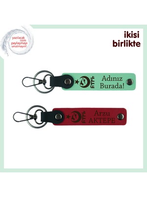 Öğretmenler Günü Için Anlamlı Hediye Ayyıldız Kurt Göktürk Temalı – Isimli Anahtarlık, Yeşil-Kırmızı