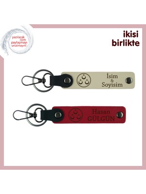 Sevgililik Hatırası Olarak Kalacak Hediye – Üç Ayyıldızlı Deri Anahtarlık Seti, Sütlü Kahve-Kırmızı