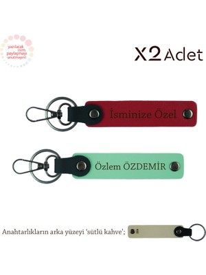 Dayıya Manevi Sürpriz, Isimli 2’li Anahtarlık Takımı, Kırmızı-Yeşil-Sütlü Kahve