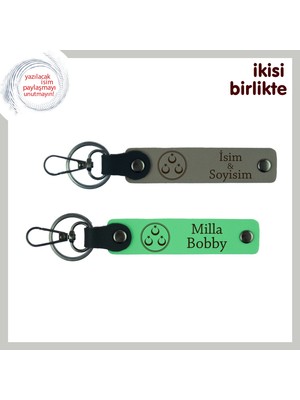 Yeni Mezun Avukata Gurur Dolu Hediye, Üç Ayyıldızlı Isim Yazılabilir Anahtarlık, Kül Gri-Yeşil