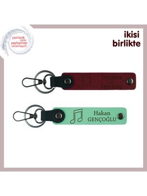 Ortak Müziğinizin Temsilcisi Olarak, Nota Temalı Kişiselleştirilebilir Anahtarlık Set, Bordo-A Yeşil