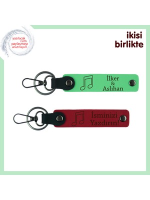 Okul Müzik Etkinliklerine Anlam Katan Hatıra, Notalı Deri Anahtarlık Takımı, Fıstık Yeşil-Kırmızı