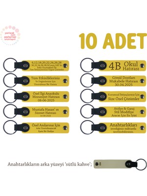 Sarı & S Kahve, Söz Organizasyonlarında Sunulacak, 10’lu Set, Kişiselleştirilebilir Deri Anahtarlık