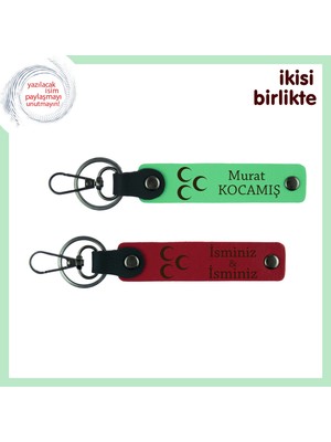 Askerden Arkadşına – Üç Hilal Temalı 2’li Kişisel Anahtarlık Seti, Fıstık Yeşil-Kırmızı