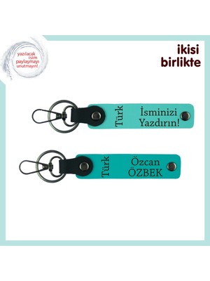 Romantik Hediyeler Arasında En Özeli – Türk Yazısı Kişiye Özel Anahtarlık, Turkuaz-Turkuaz