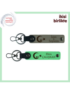 Mezun Avukata Gurur Dolu Hediye, Çocuk ve Ayyıldız Isim Yazılabilir Anahtarlık, Kül Gri-Yeşil