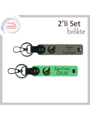 Mezun Avukata Gurur Dolu Hediye, Bozkurt ve Ayyıldız Isim Yazılabilir Anahtarlık, Kül Gri-Yeşil