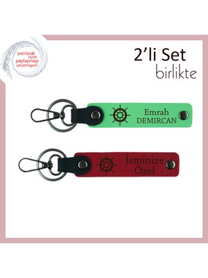 Yönünüz Aynıysa Bu Set Tam Size Göre, Gemi Temalı Kişisel Anahtarlık, Fıstık Yeşil-Kırmızı