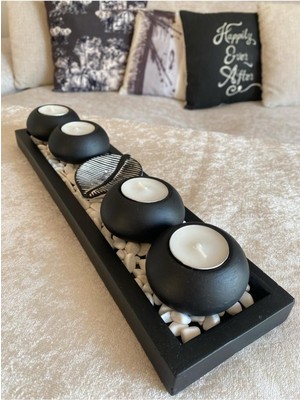 Şık Siyah Dekoratif Mumluk, Hediye Seçeneği, Ev ve Ofis Dekorasyonu