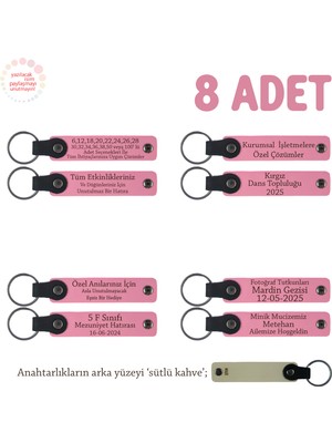Pembe & S Kahve, Söz Merasimi Anısı Olarak, 8'li Set, Yeni Çiftlere Isim Yazılı Anahtarlık Hediyesi