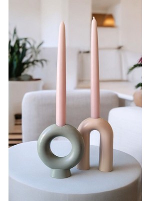 Yeşil Sütlü Kahve Dekoratif Mumluk ve Şamdan Seti, Şık ve Zarif Tasarım