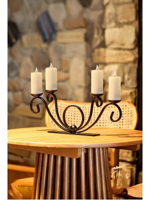 Şık Siyah Ferforje Demir Mumluk, Ev ve Dekor Aksesuarı