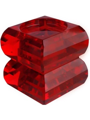 Kırmızı Kristal Mumluk, 12CM, 2 Boğumlu, Renkli ve Şık Tasarım