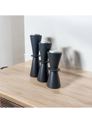 Doğal Gürgen Ahşap Dekoratif Kum Saati ve Mumluk Seti, Şamdan, 3'lü