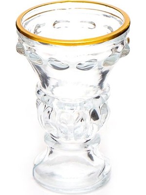 Şeffaf Kristal Cam Mumluk, Gold Detaylı, Şık ve Zarif Dekorasyon Parçası